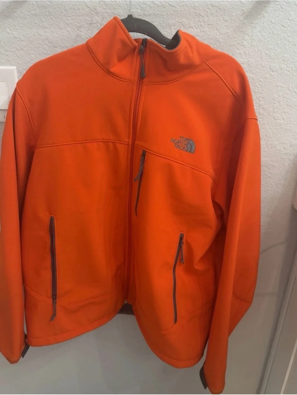 The North Face Men's Bright Orange Softshell Jacket - Full Zip